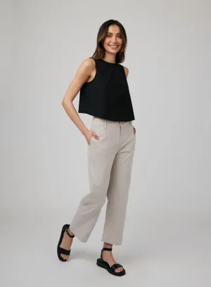 Saige Wide Leg Crop - Coastal Stone