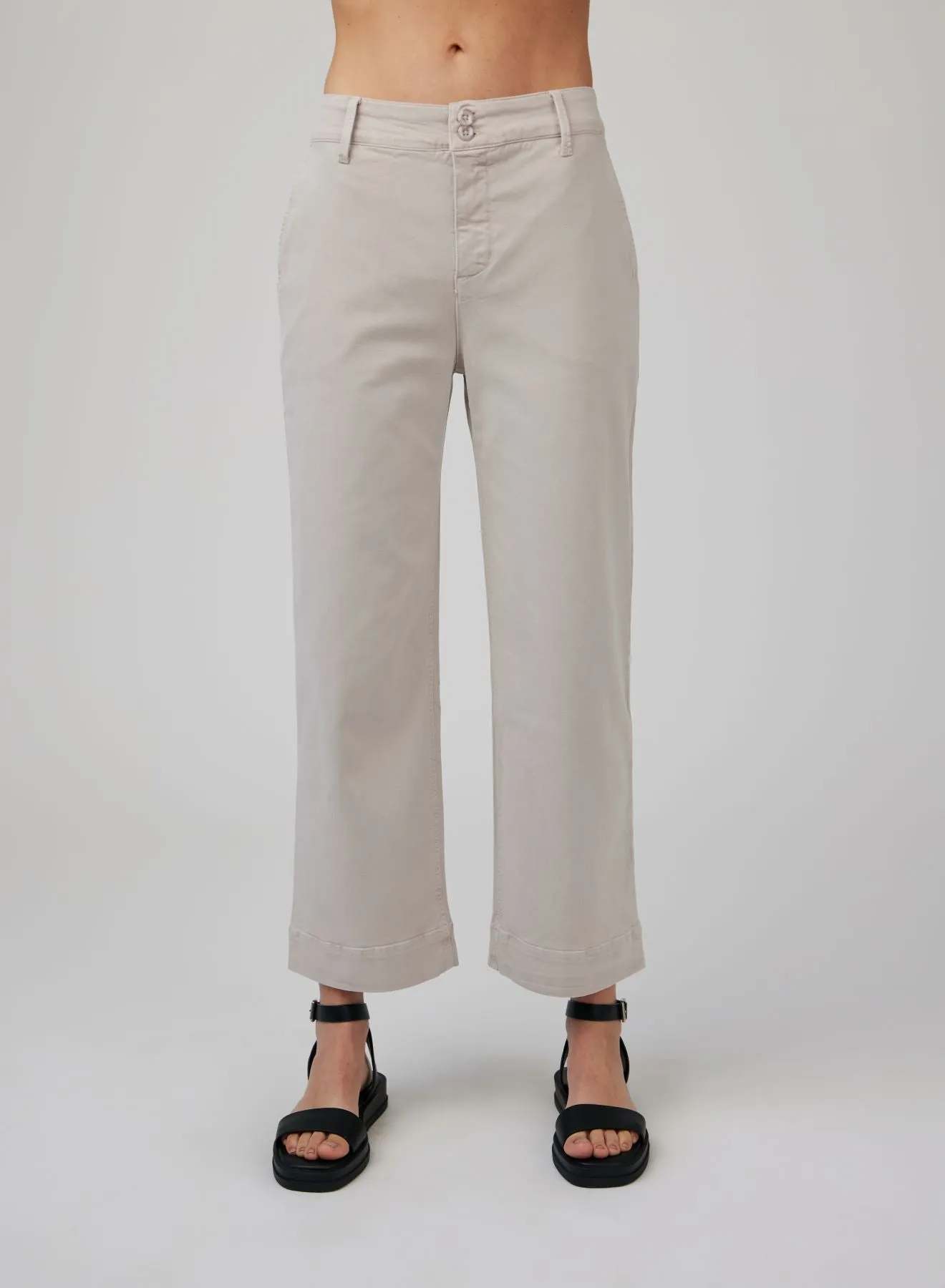 Saige Wide Leg Crop - Coastal Stone