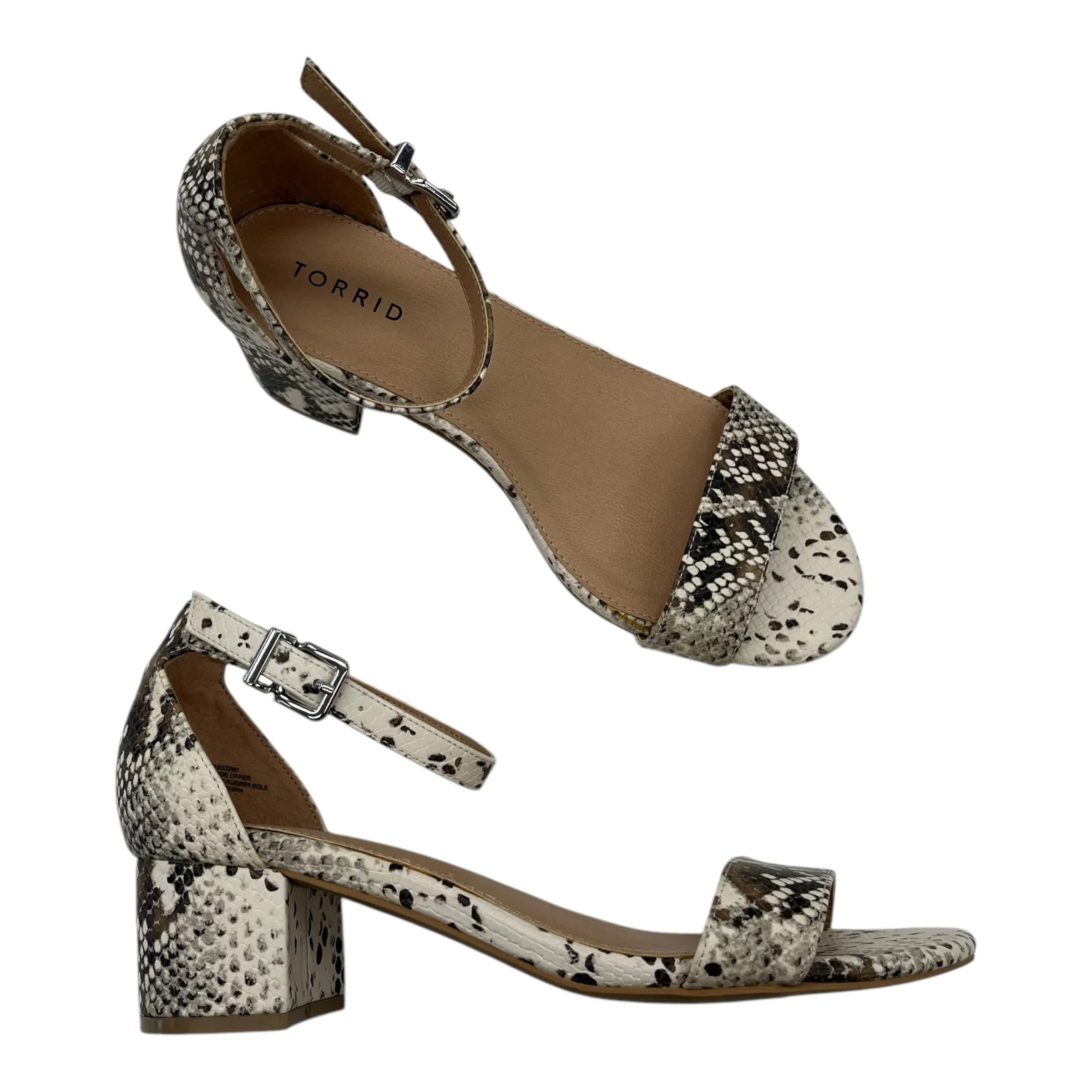 Sandals Heels Block By Torrid In Snakeskin Print, Size:9.5