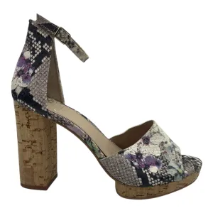 Sandals Heels Block By Vince Camuto In Snakeskin Print, Size:8.5