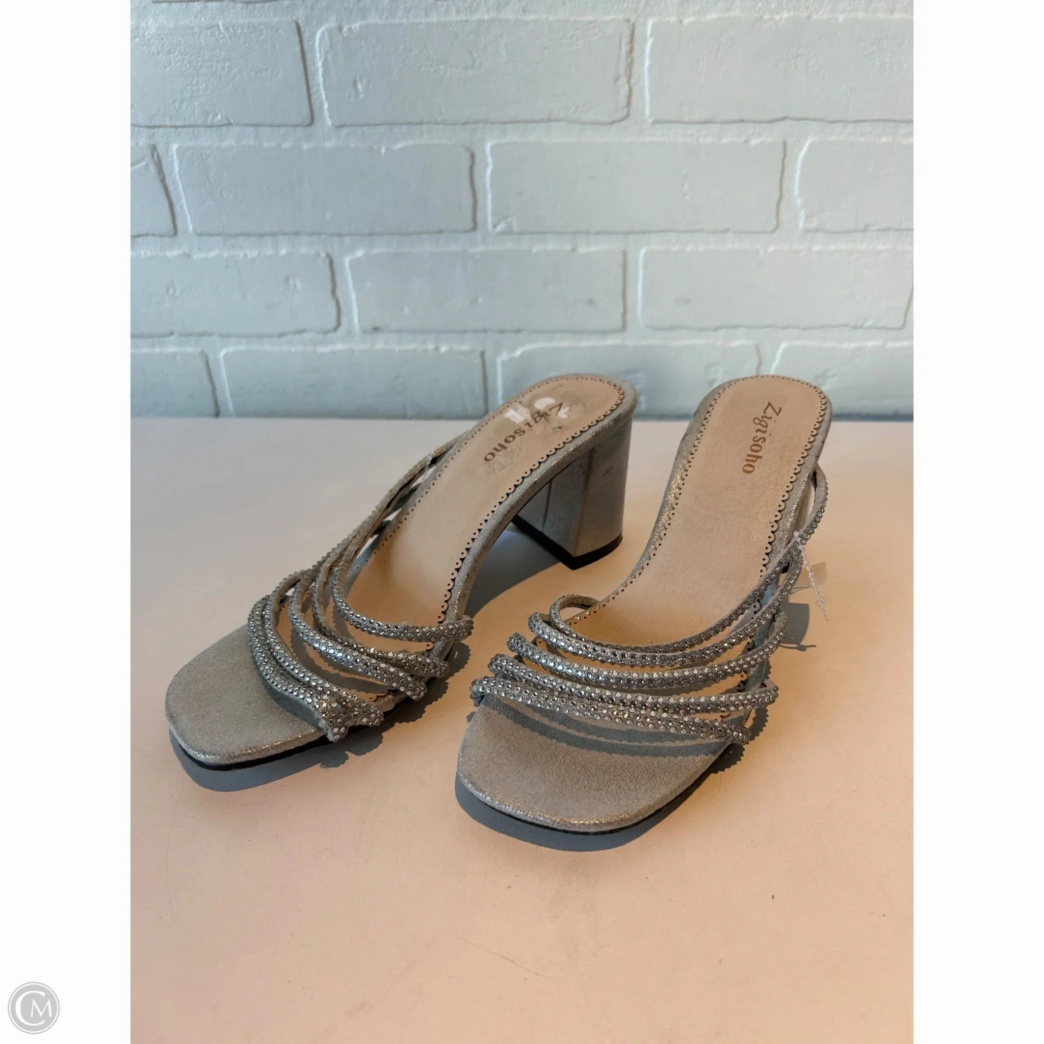 Sandals Heels Block By Zigi Soho In Silver, Size: 9