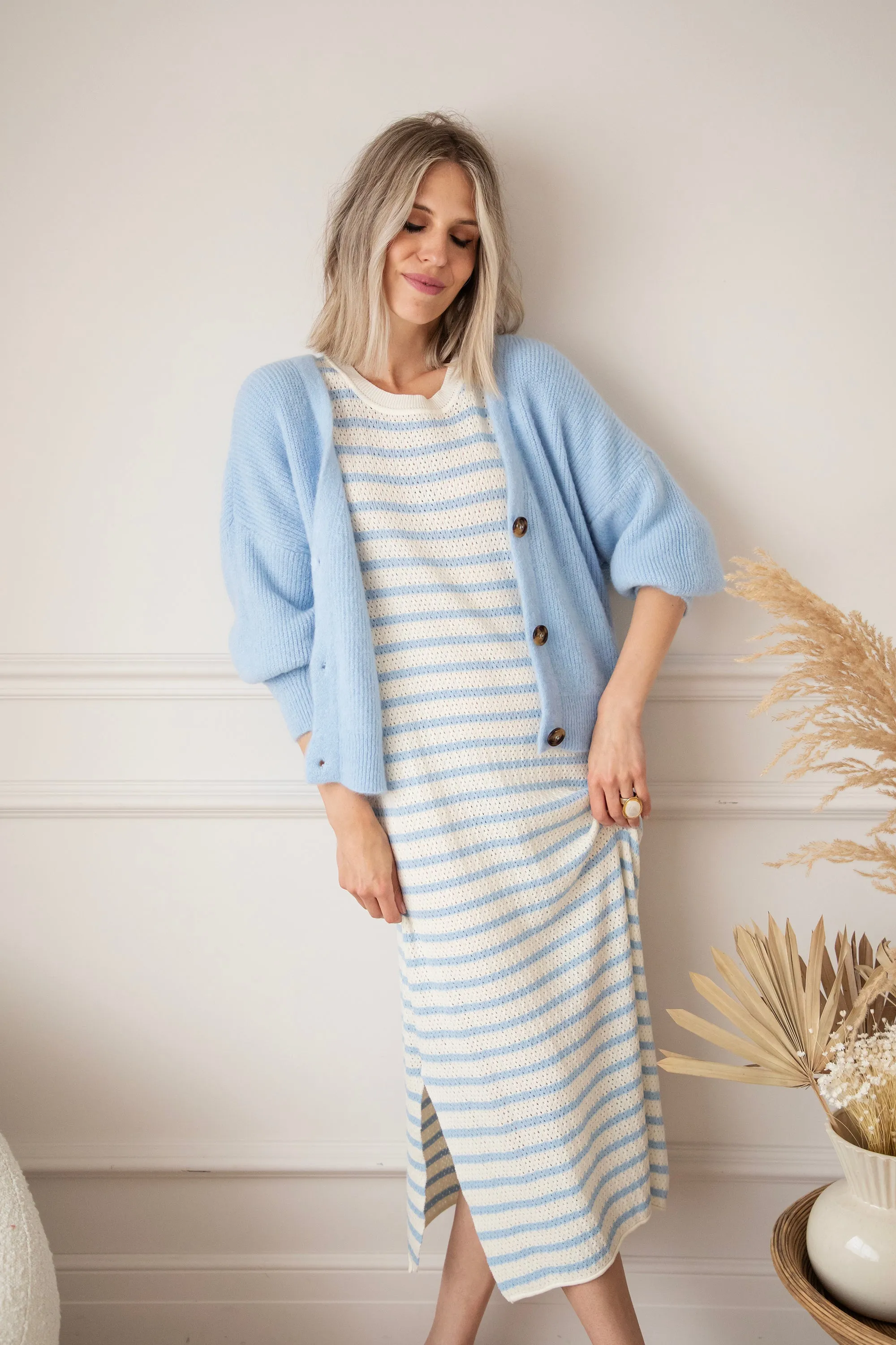 Sunny Sya Stripe Beige/Blue - Jurk