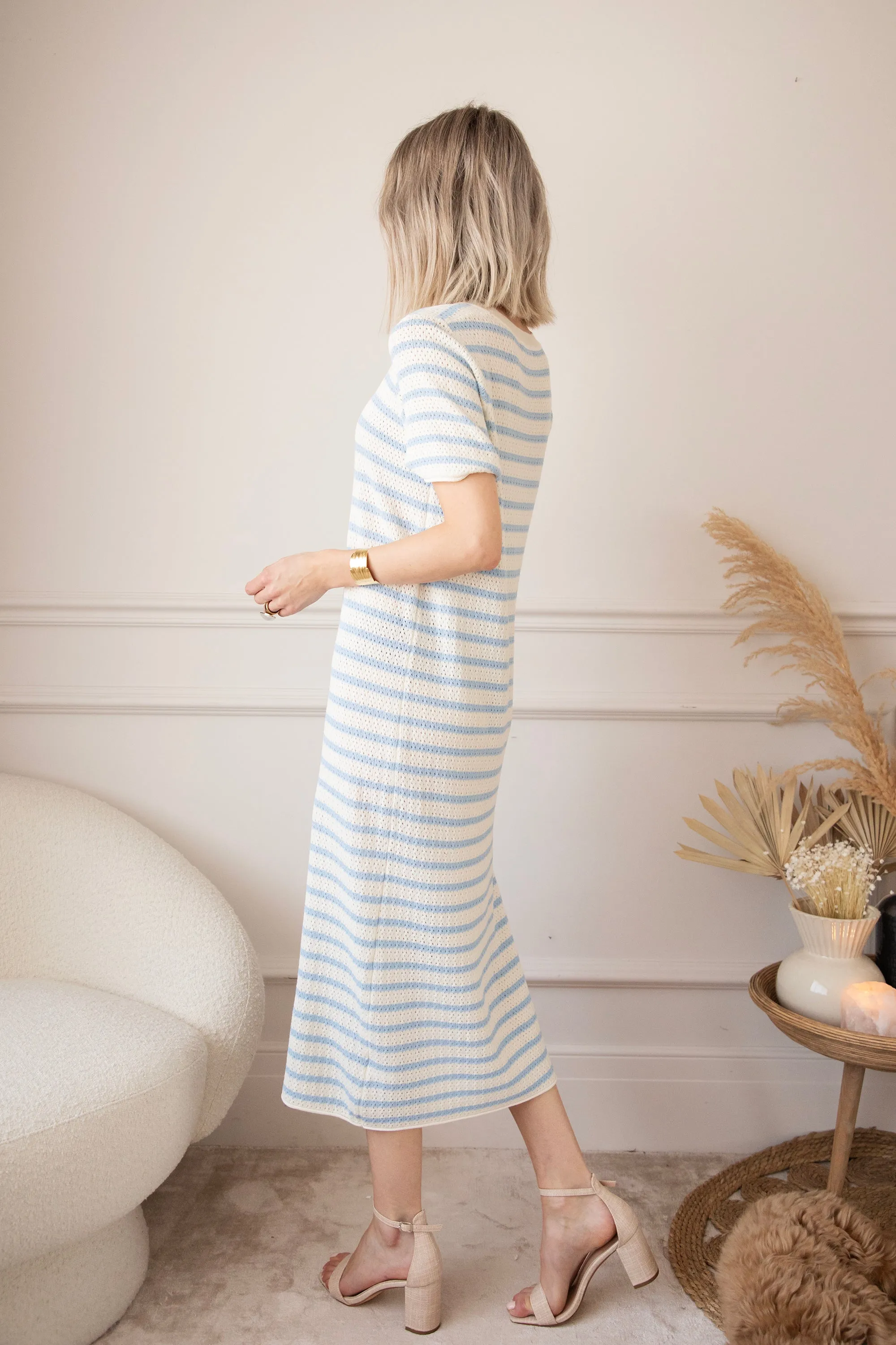 Sunny Sya Stripe Beige/Blue - Jurk