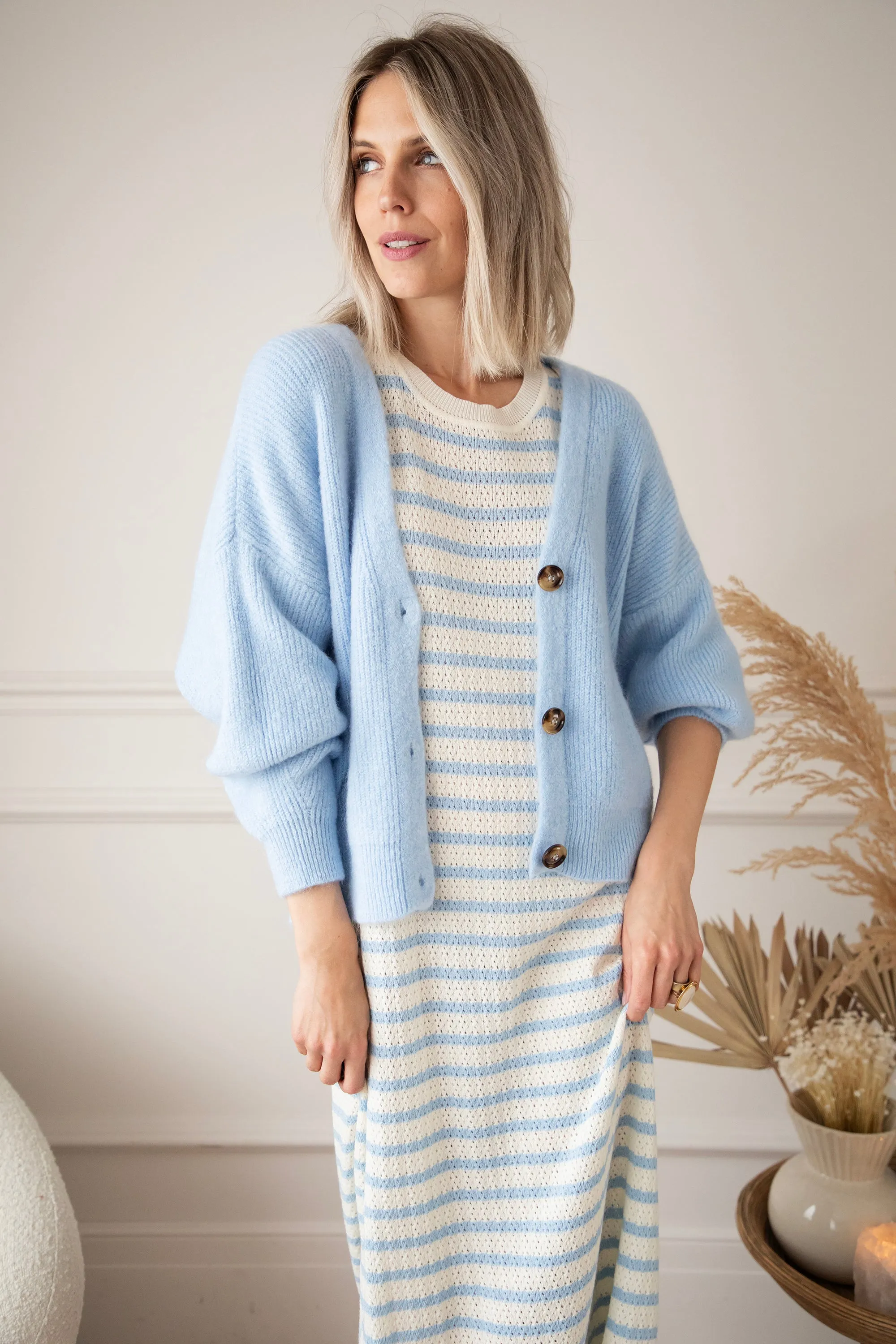 Sunny Sya Stripe Beige/Blue - Jurk