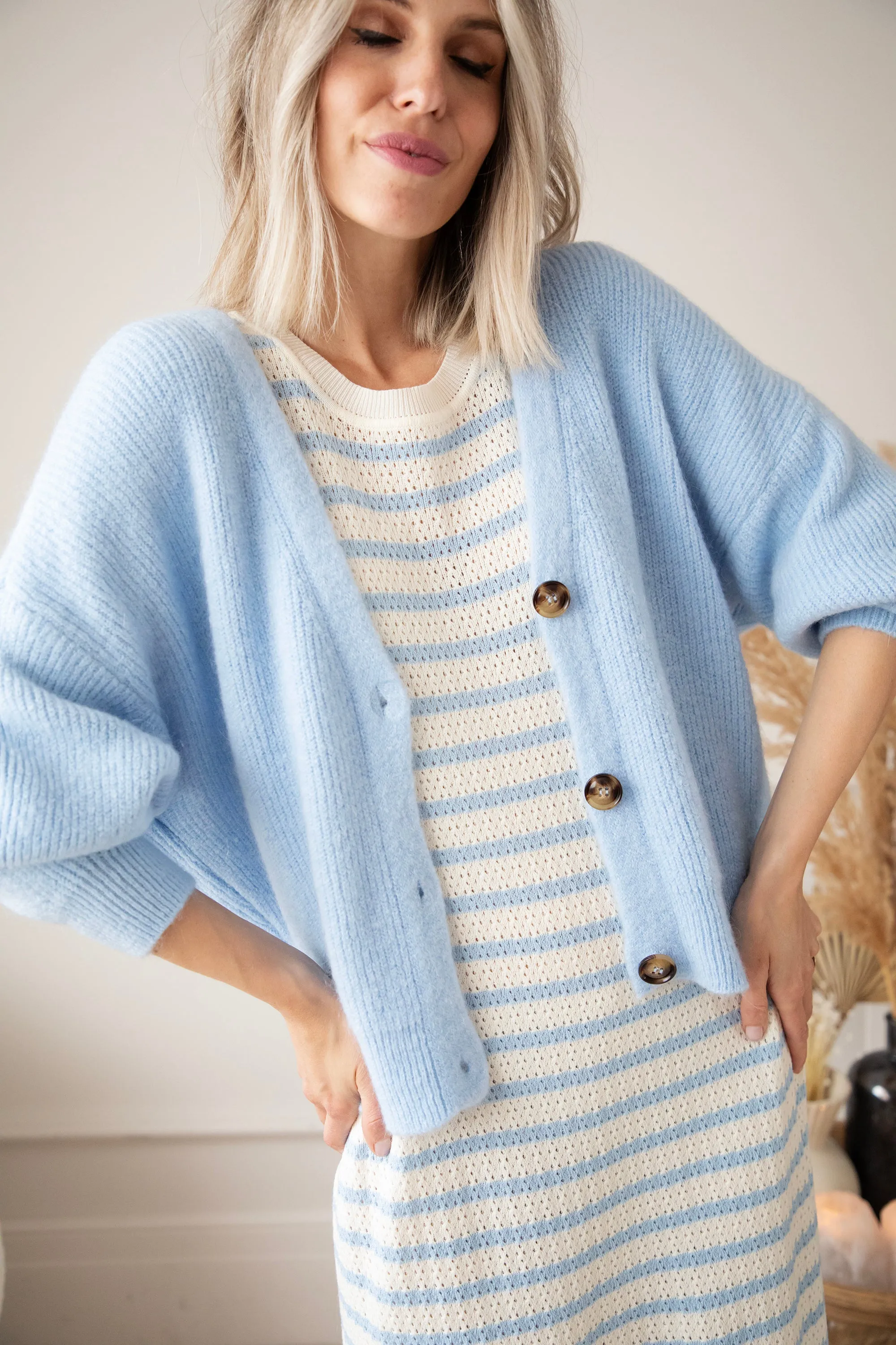 Sunny Sya Stripe Beige/Blue - Jurk