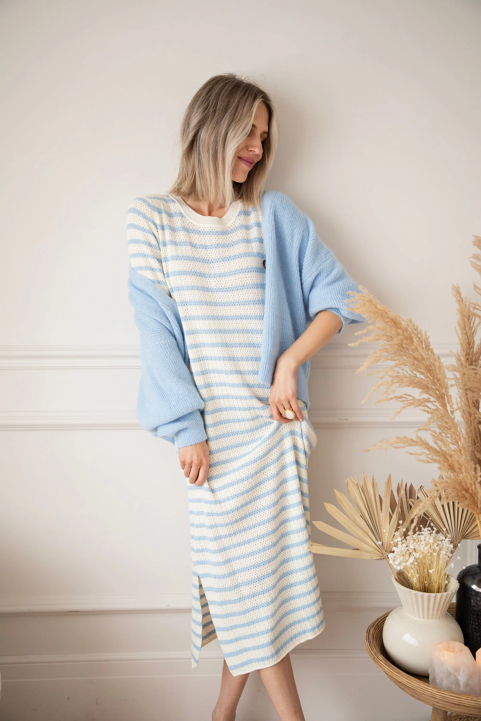 Sunny Sya Stripe Beige/Blue - Jurk