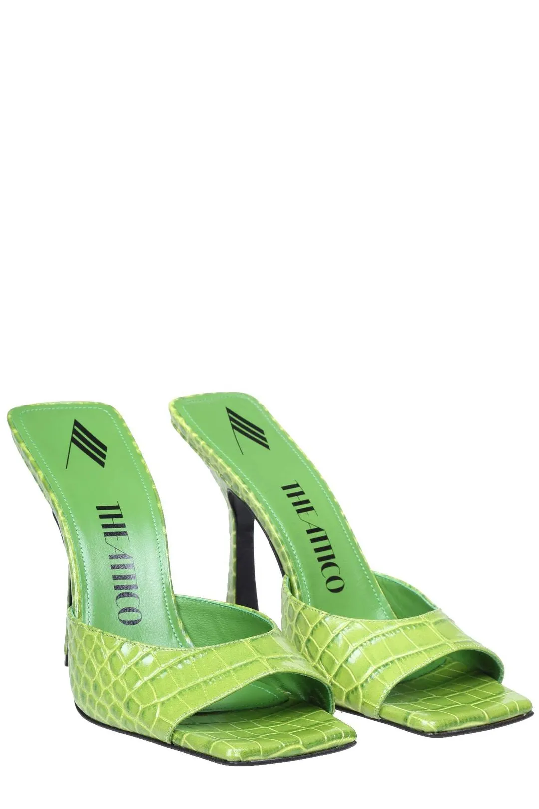 The Attico Embossed Squared-Toe Heeled Sandals
