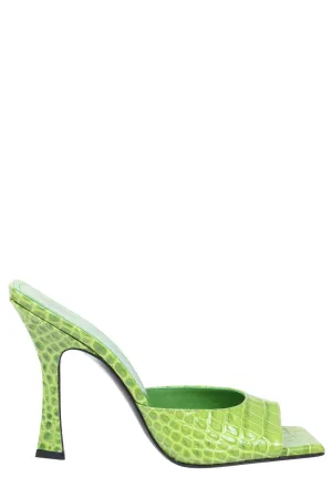 The Attico Embossed Squared-Toe Heeled Sandals
